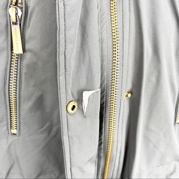 MICHAEL KORS Gunmetal Down Puffer Faux Fur Trim Hood Anorak Jacket Size XS NWT - Picture 4 of 11